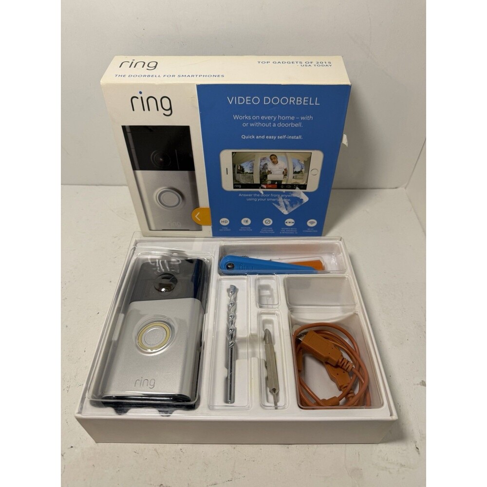 Ring 5UM5E5 (2nd Generation) Video Door Bell Gray w/Box Hardwear Tested Working